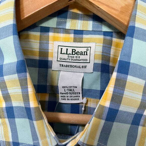 L.L. Bean Men’s Comfort Stretch Oxford Shirt Size L TALL Pale Turquoise NEW - Picture 4 of 6